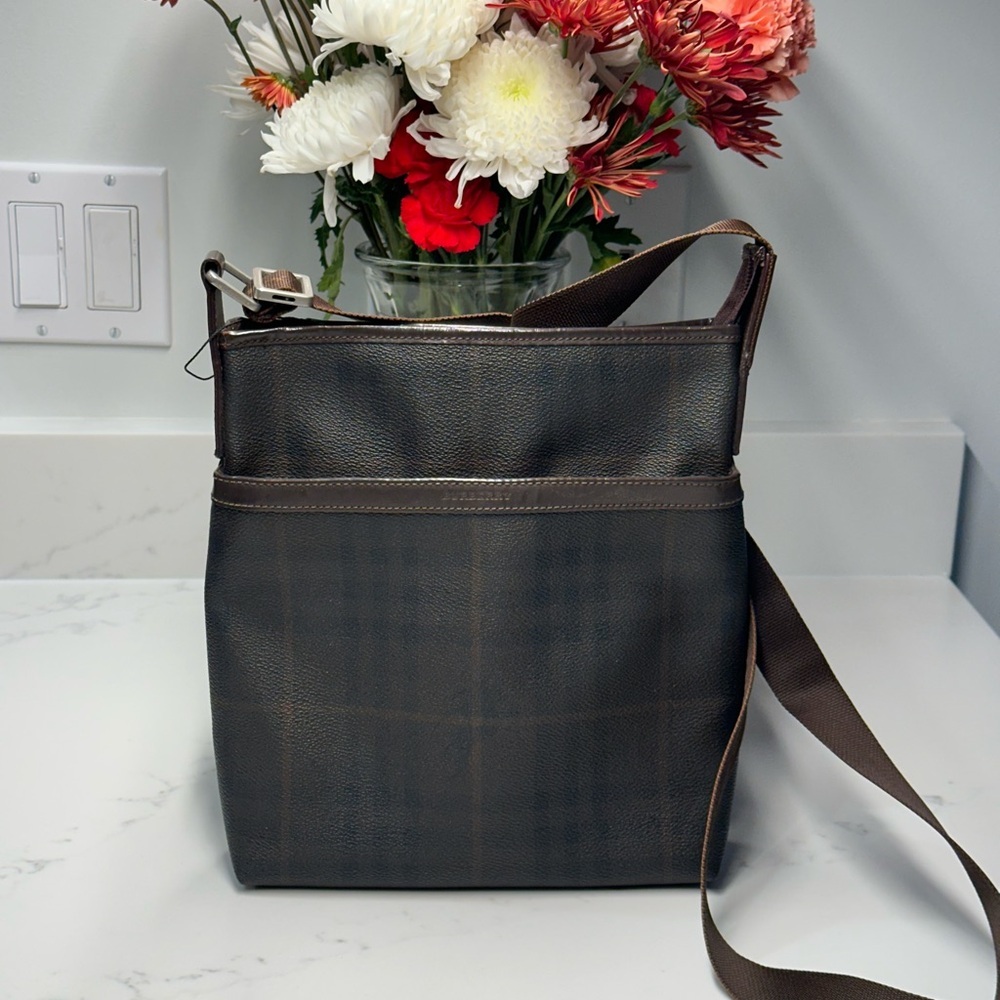 Burberry London Brown Check Crossbody Bag with COA